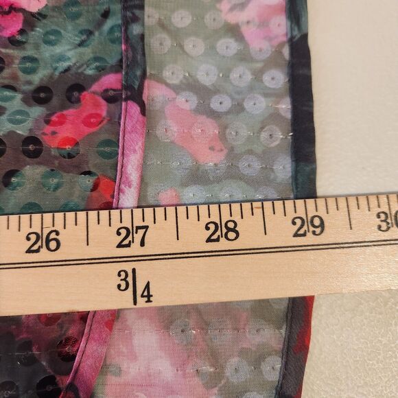 Vintage Express Pink Red Floral Sequin Button Up Blouse Size XS 90s Y2K Feminine - Picture 9 of 11